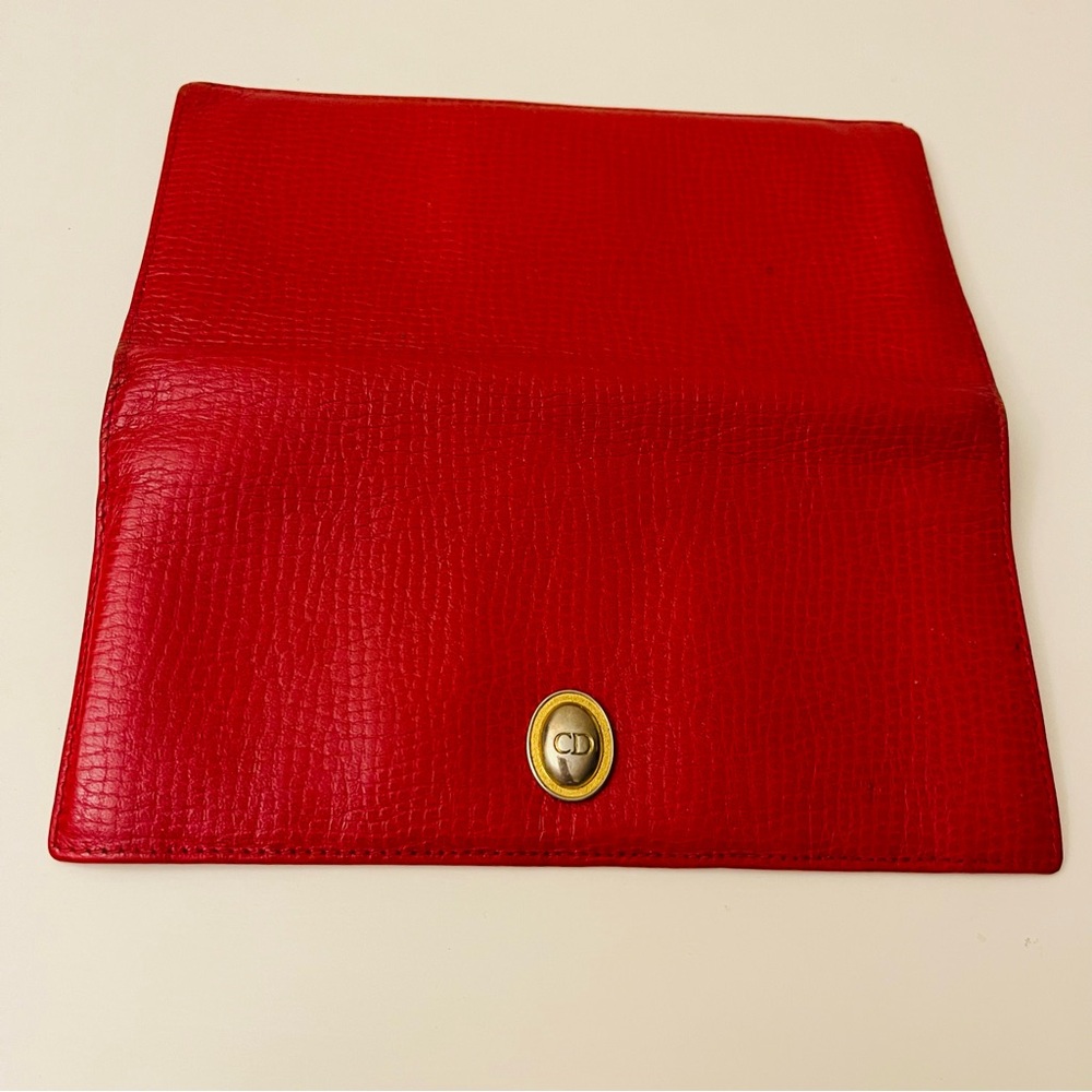 Vintage Christian Dior Red Pebbled Leather Continental Wallet - Picture 8 of 12